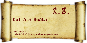 Kolláth Beáta névjegykártya